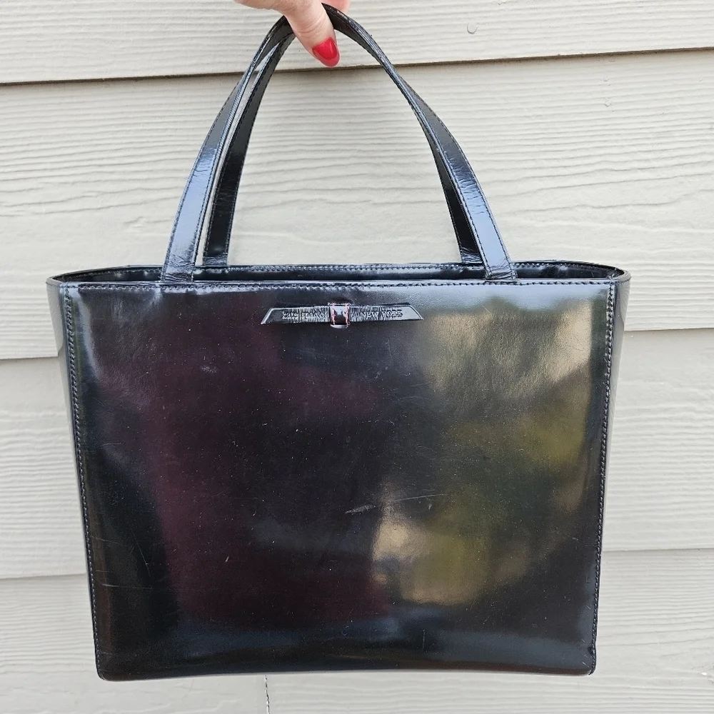 Kate Spade New York Patent Leather Hand Bag Women's Black Formal Classic Tote